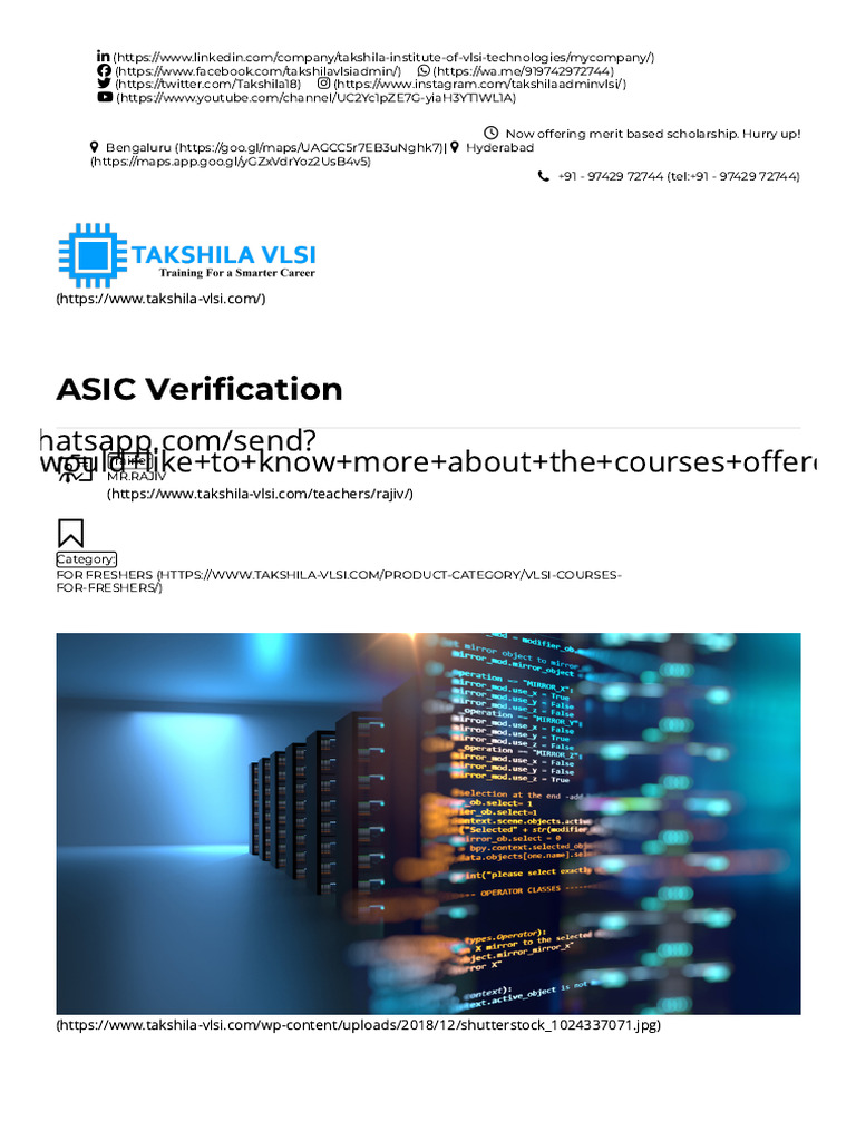 Takshila VLSI ASIC Verification Course | PDF | Hardware Description ...