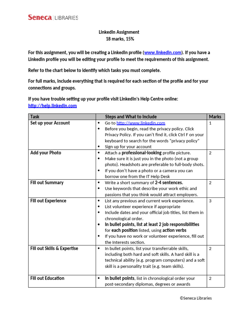 LinkedIn Profile Creation Assignment | PDF