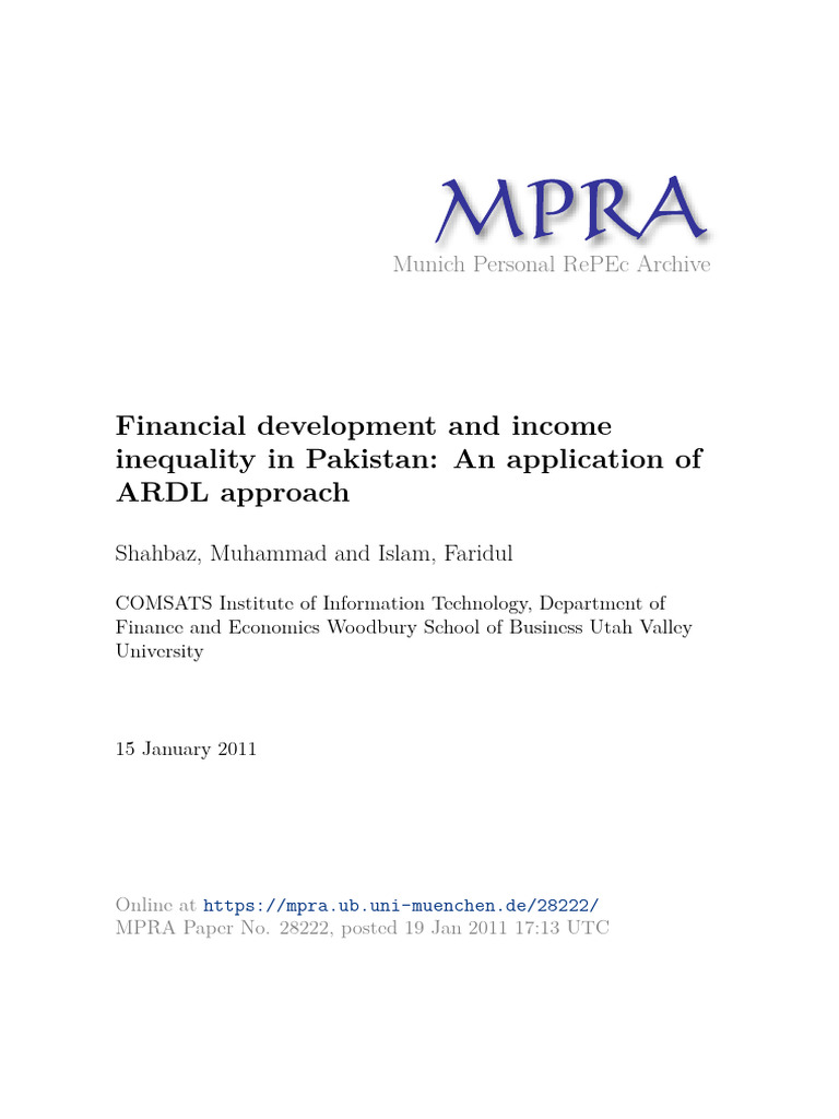 Financial Development and Inequality in Pakistan | PDF | Economic ...