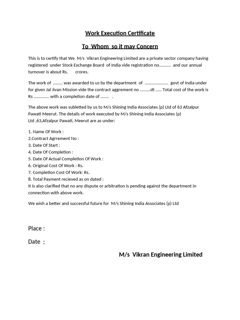 Formet For Certificate | PDF