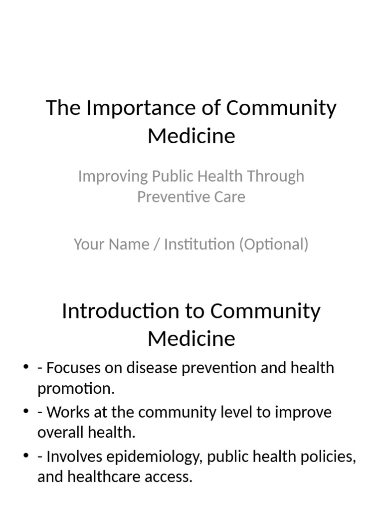 Community Medicine's Role in Public Health | PDF