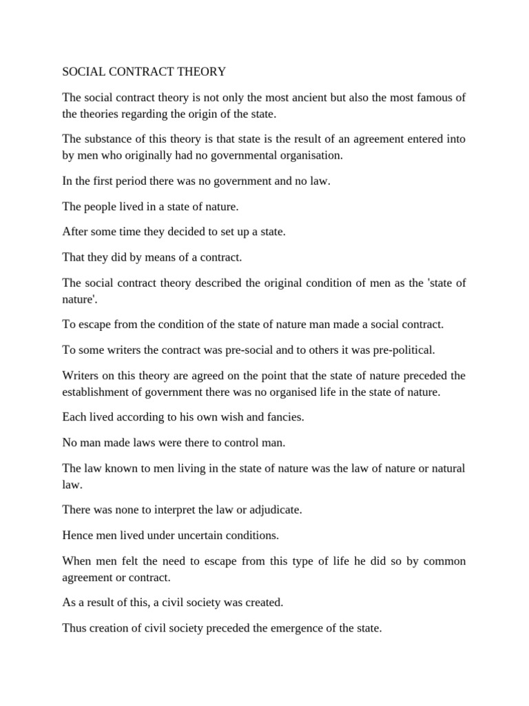 Social Contract Theory | PDF