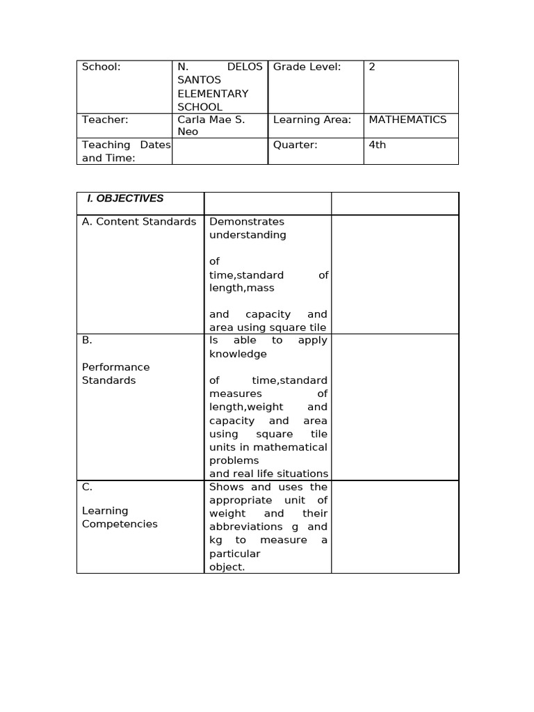 Grade 2 Math Lesson: Weight Measurement | PDF | Weight | Kilogram