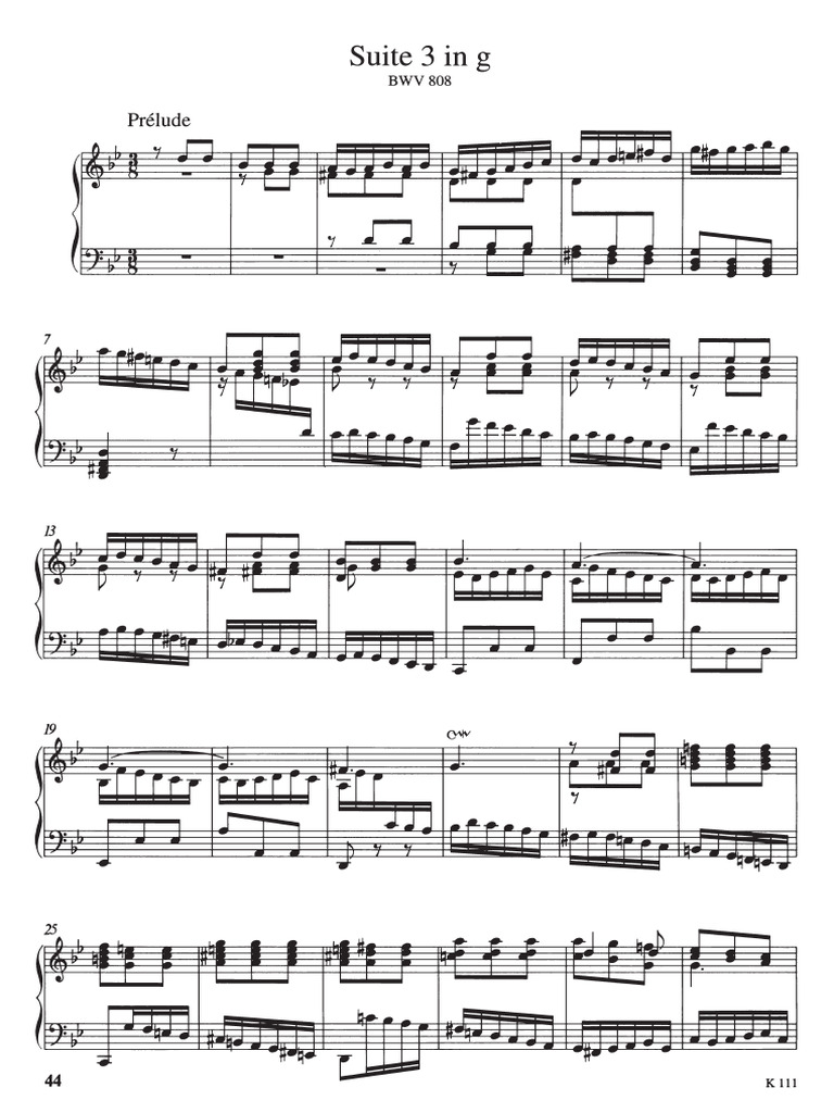 Bach - BWV 808. Suite Inglesa No. 3 en Sol Menor | PDF