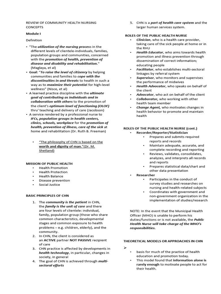 Community Health Nursing Overview | PDF | Behavior | Nursing