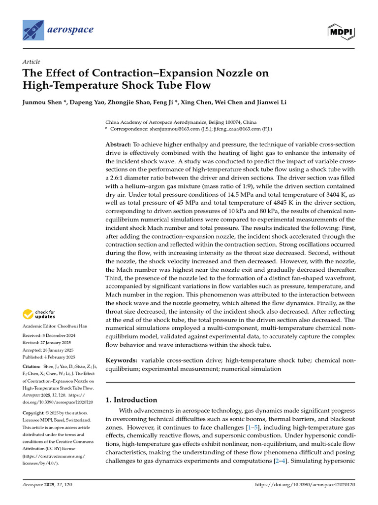 Aerospace 12 00120 v2 | PDF | Fluid Dynamics | Compressible Flow