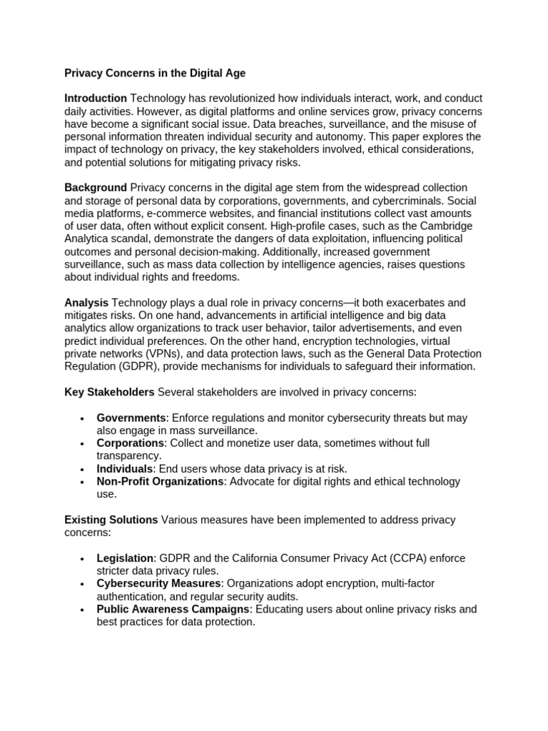 Digital Age Privacy Challenges and Solutions | PDF | Privacy | Computer ...