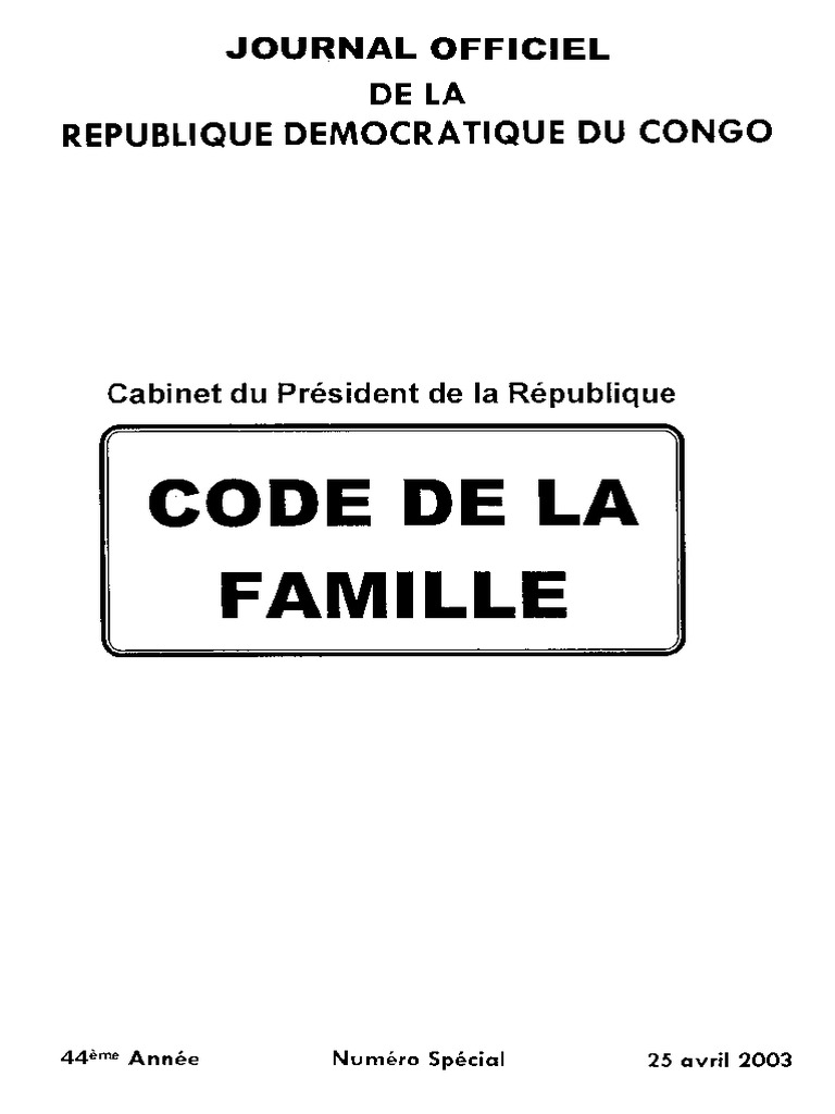 DRO107 - Code de La Famille RDC - Livre 3 | PDF