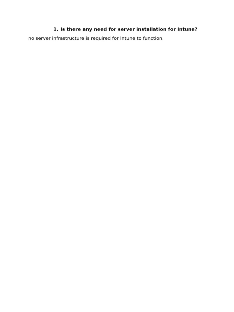 No Server Infrastructure Is Required For Intune To Function | PDF