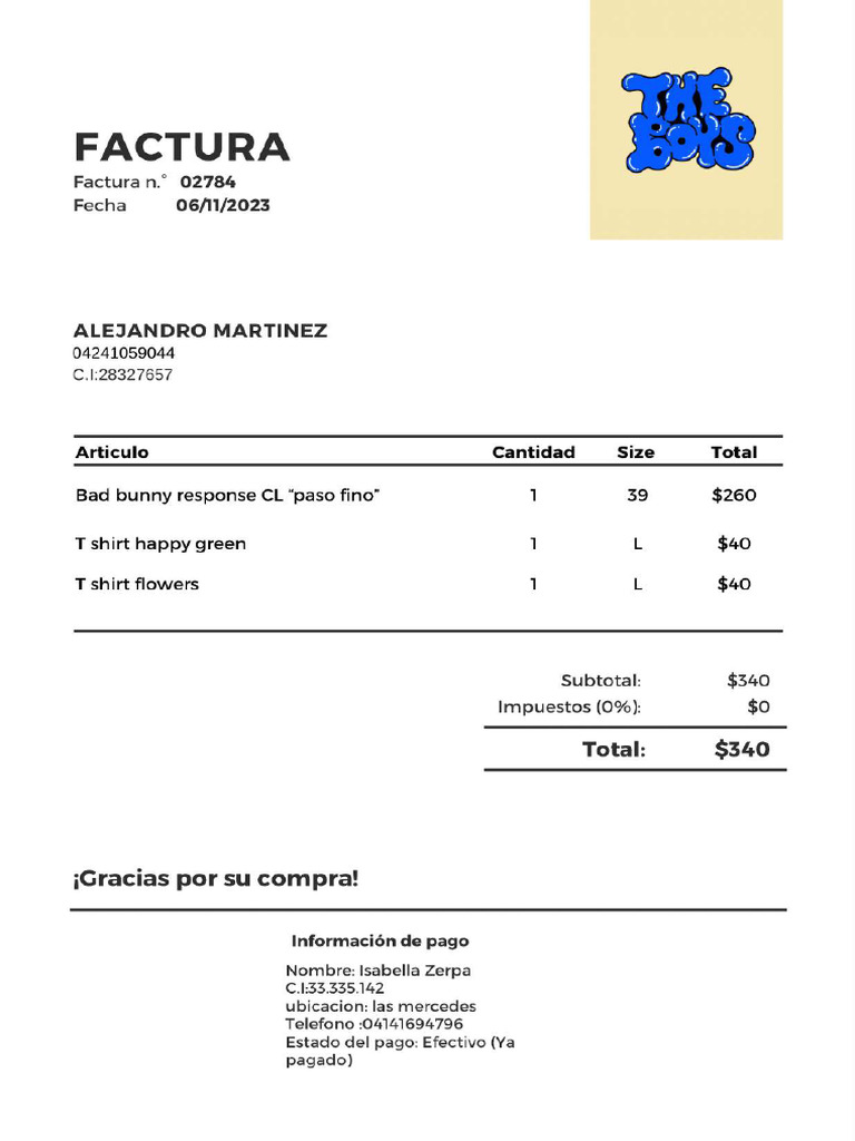 Factura Compra Isabella Zerpa PDF