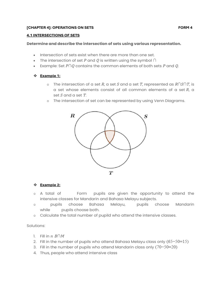 Set Operations: Intersections & Unions | PDF