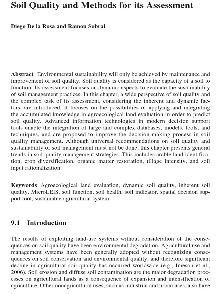 Soil Quality Assessment Methods | PDF | Soil | System