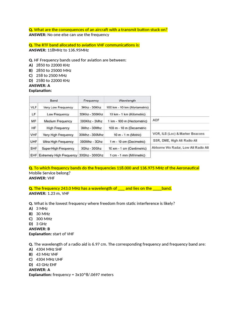 VHF Radio Exam Questions & Answers | PDF | Radio Spectrum | Very High ...