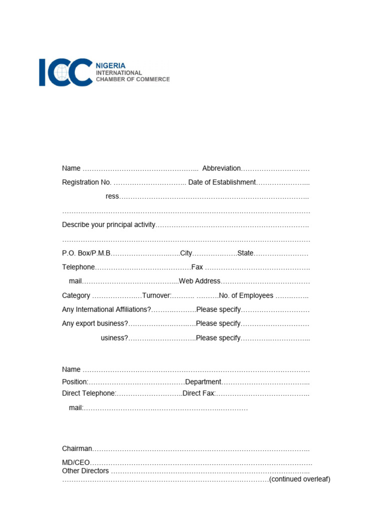 ICC Nigeria Membership Application Guide | PDF