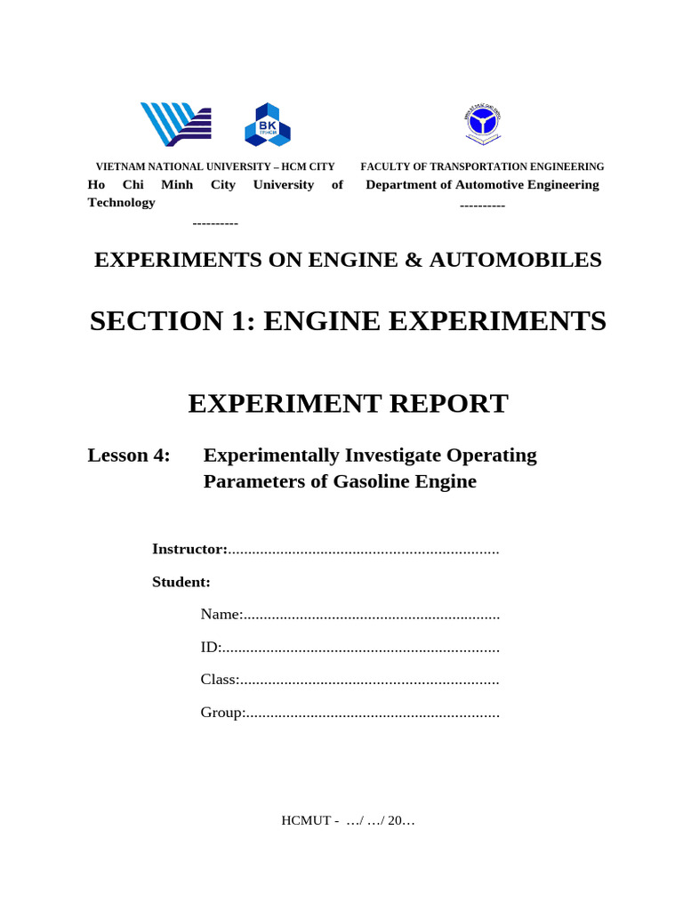 Gasoline Engine Operating Parameters Report | PDF | Engines ...