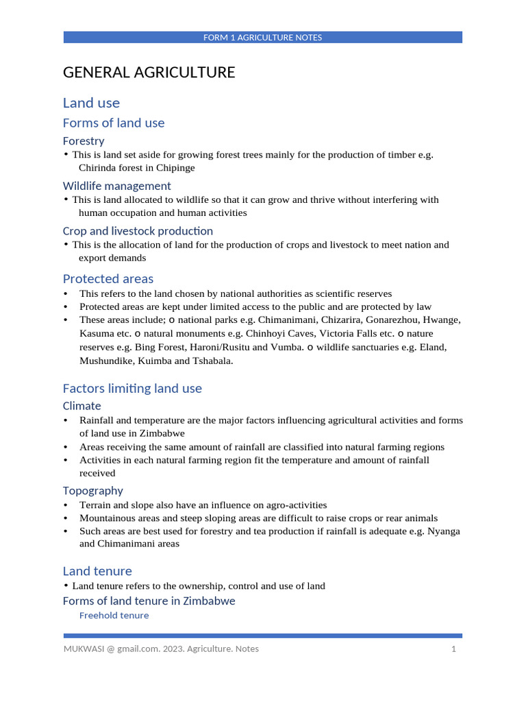 Form 1 Agriculture Notes 2023 | PDF | Rock (Geology) | Precipitation
