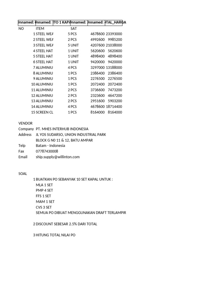 Purchase Order for PT MHES Interhub | PDF