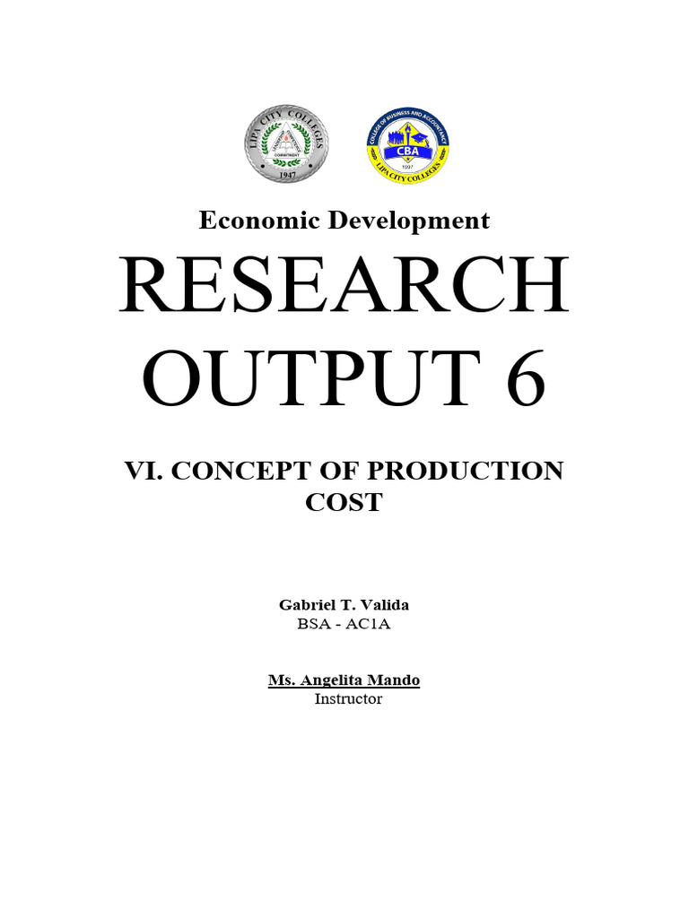 Ecodev Research Output 6 | PDF | Production Function | Long Run And ...