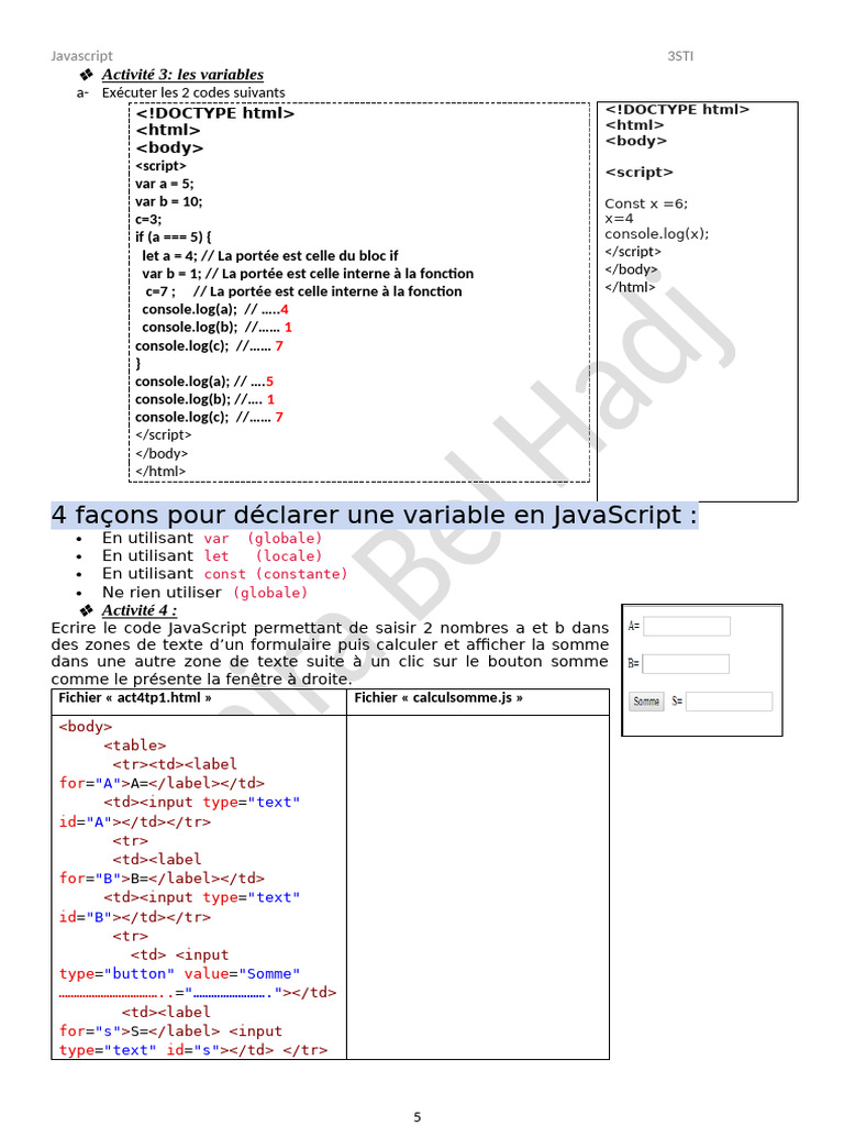 Variables et structures en JavaScript | PDF | JavaScript ...