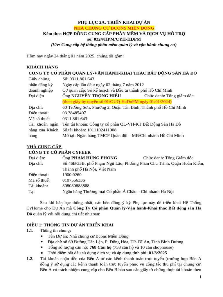 Phu Luc 2a - Trien Khai Du An 2025 | PDF