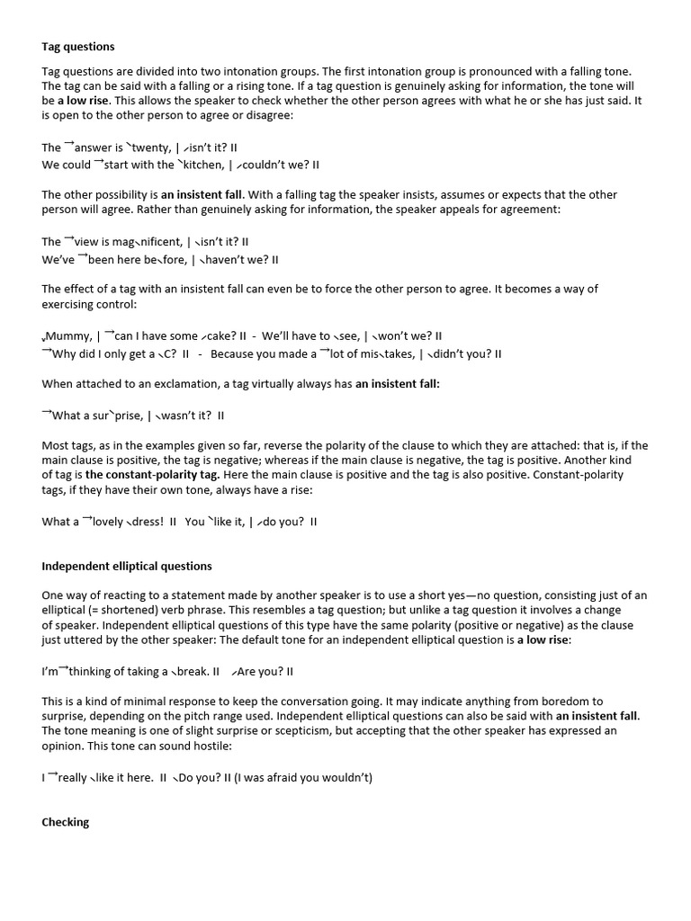 Understanding Elliptical Questions | PDF | Question | Tone (Linguistics)