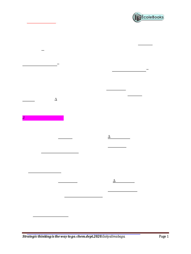 s4 Notes On Enthalpy Changes 2020 | PDF | Enthalpy | Chemical Reactions
