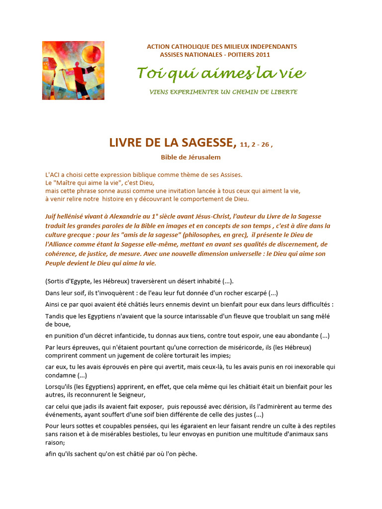 Livre de la Sagesse : Thèmes et Réflexions | PDF | Dieu | Bible