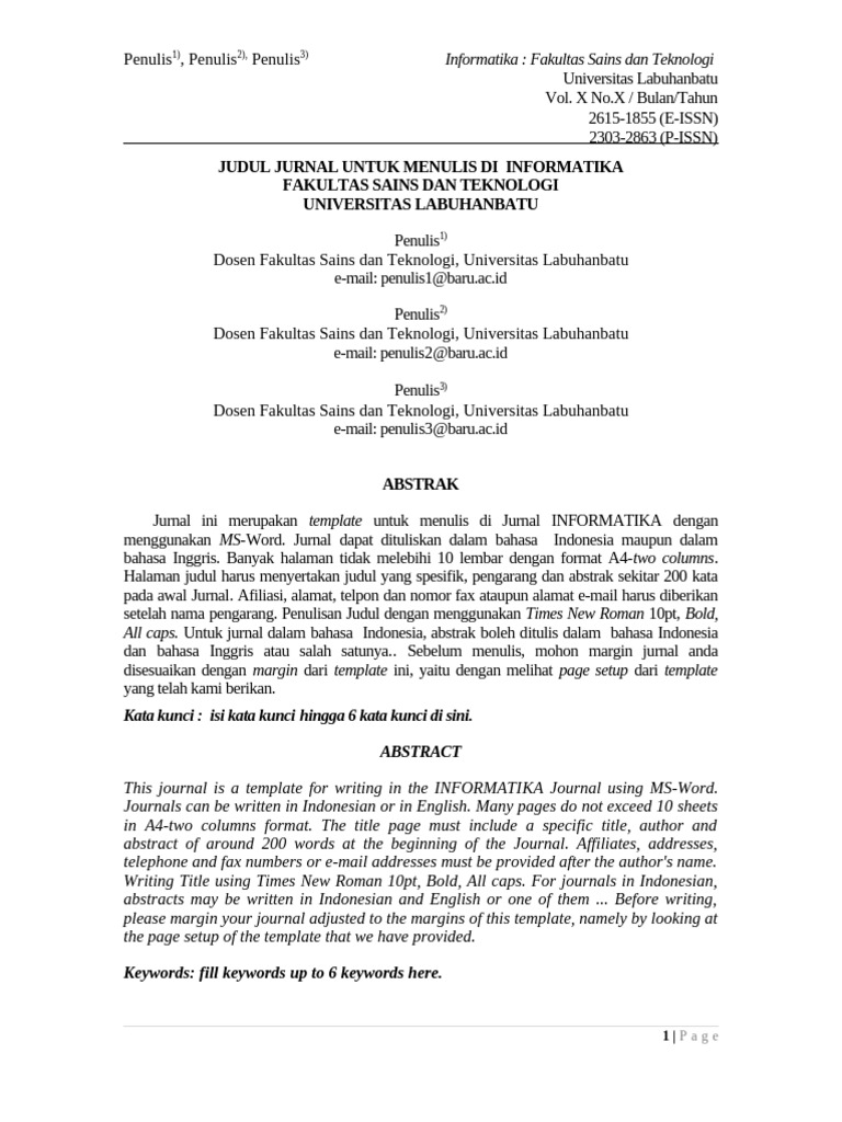 Template Jurnal Informatika Universitas | PDF