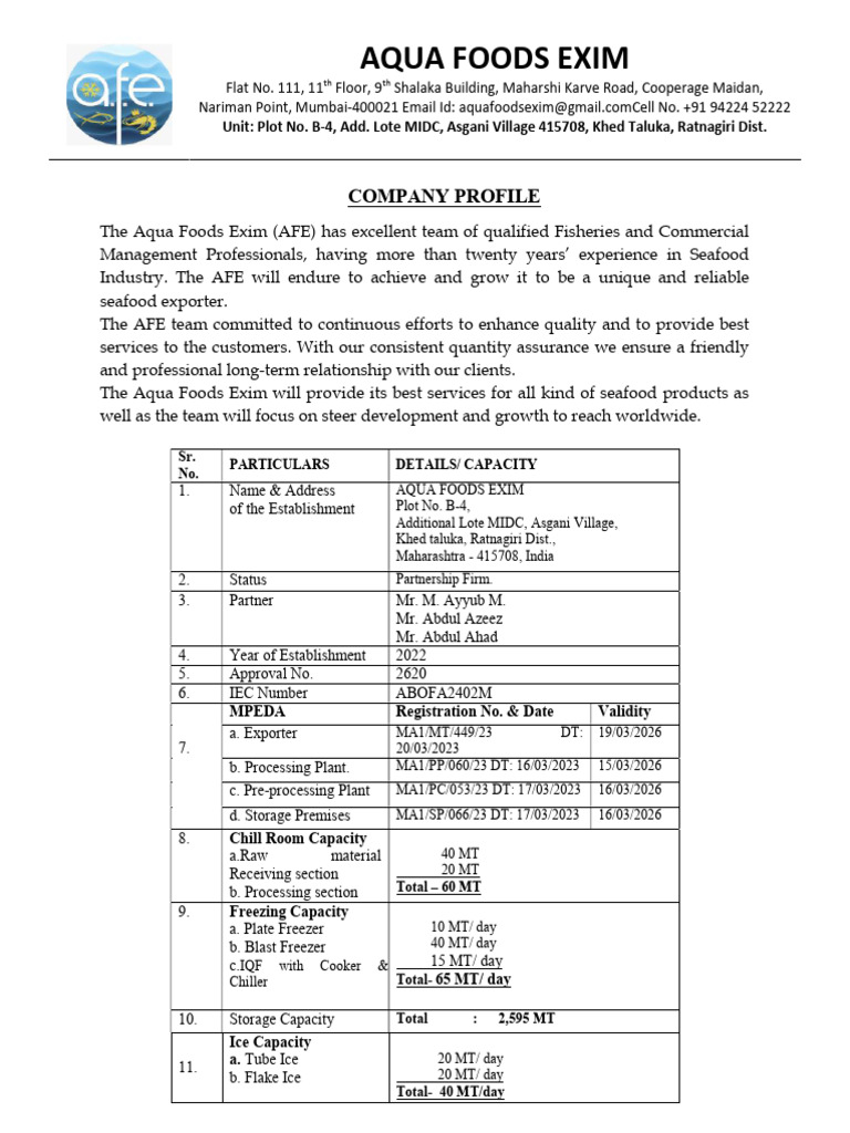 Photo inspiration: Gallery Detail: Aqua Foods Exim Seafood Export Profile Pdf