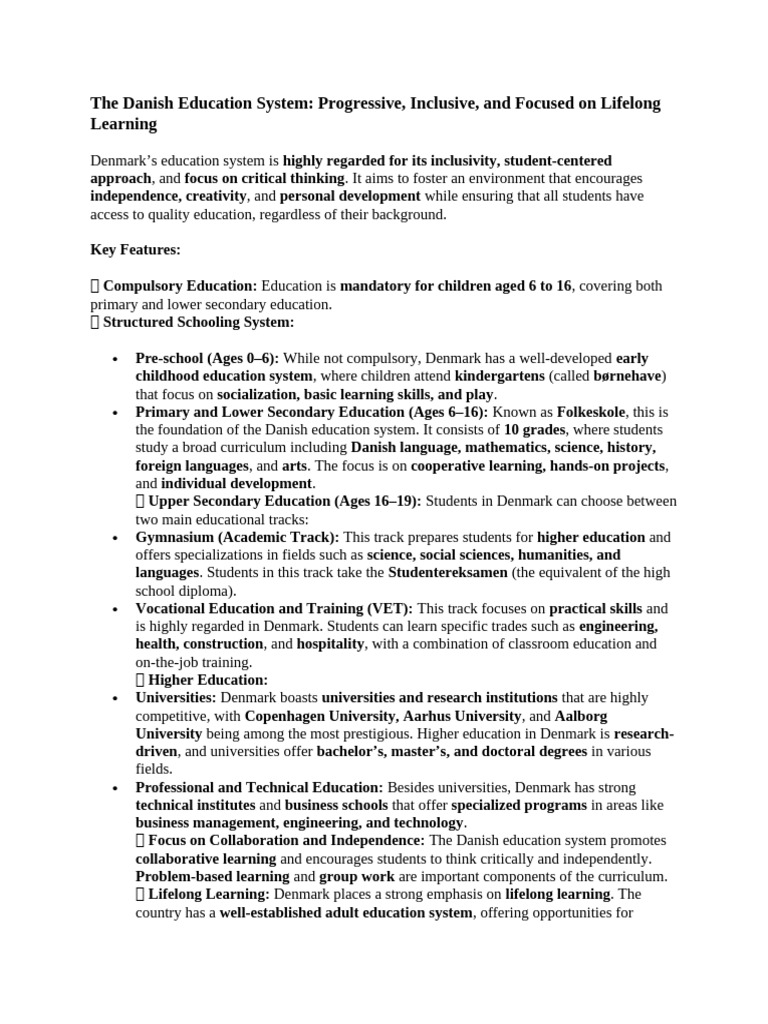 Overview of Denmark's Education System | PDF | Secondary Education ...