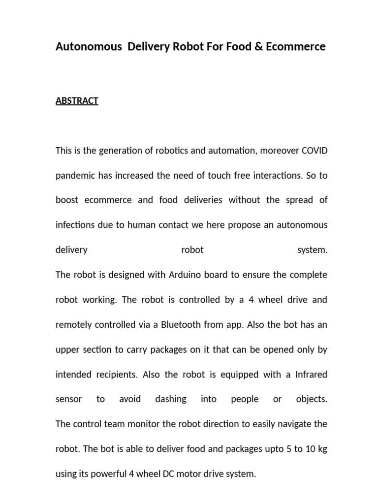 Autonomous Food Delivery Robot System | PDF