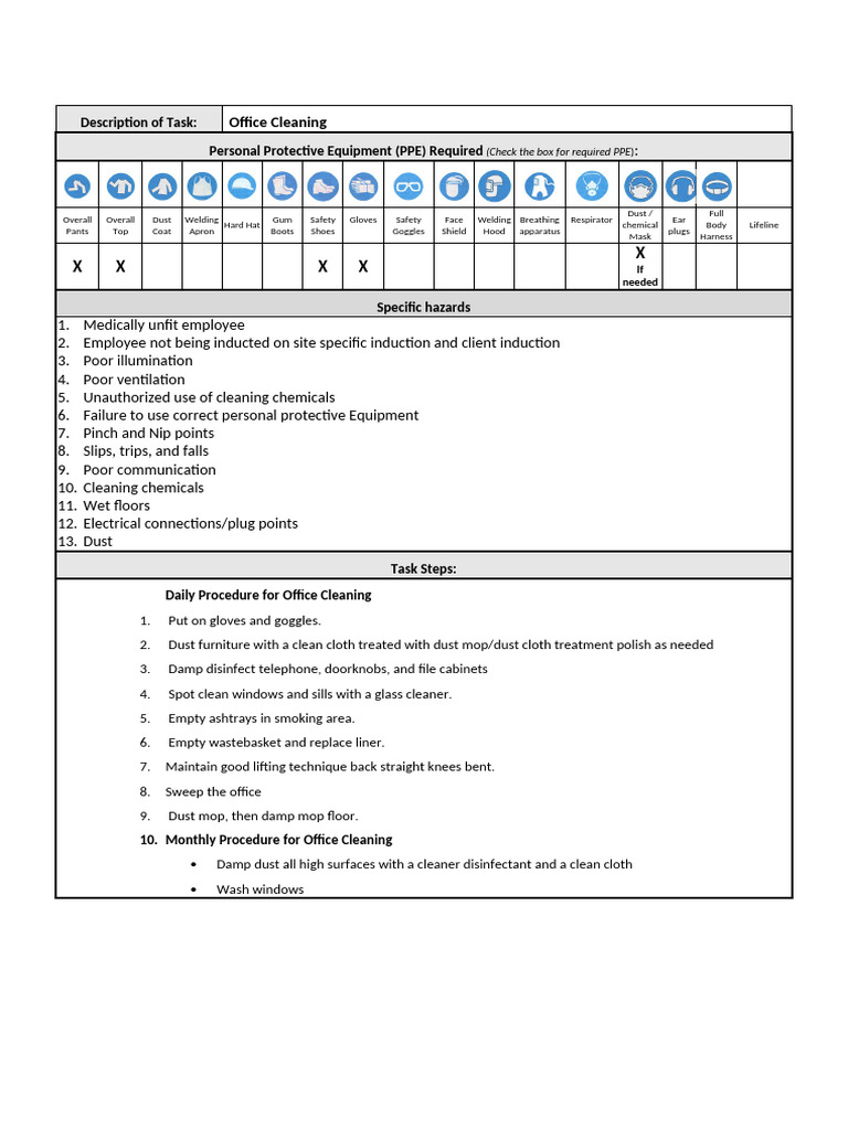 Office Cleaning PPE and Procedures Guide | PDF | Personal Protective ...