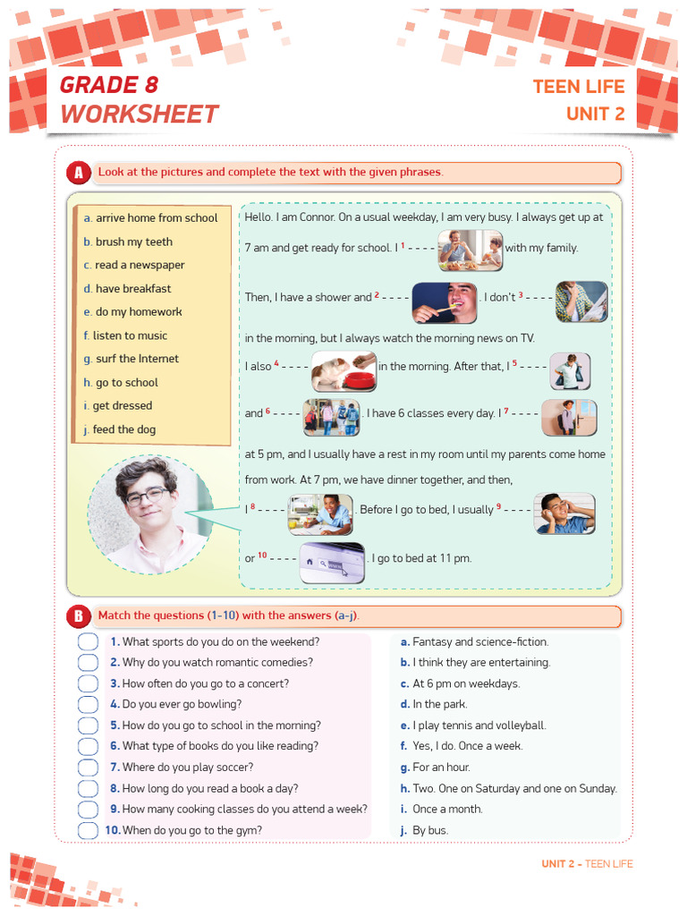 Grade 8 Online Worksheet Unit 2 | PDF