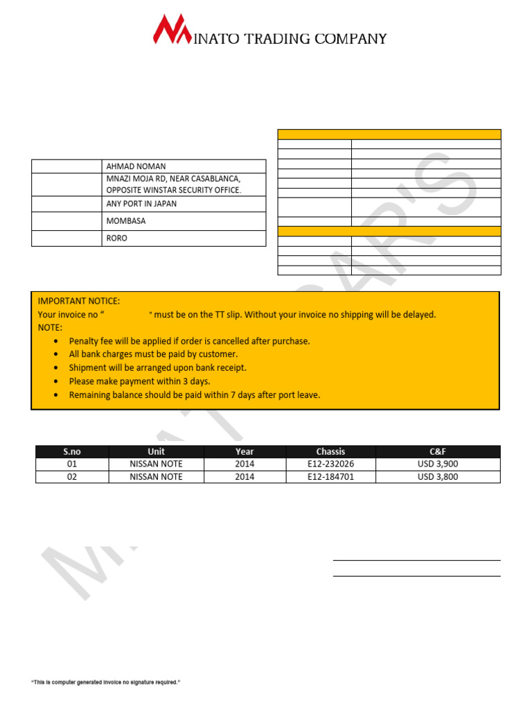 TT Invoice and Payment Instructions | PDF | Receipt | Banks