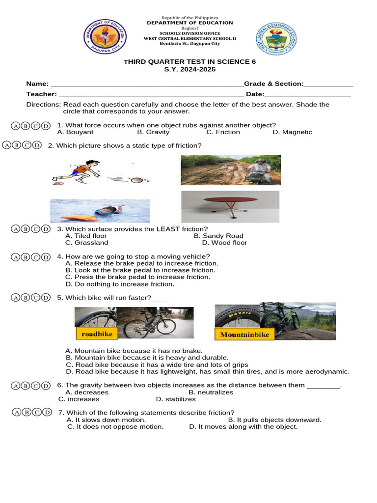 Science 6 Third Quarter Test Guide | PDF | Gravity | Machines
