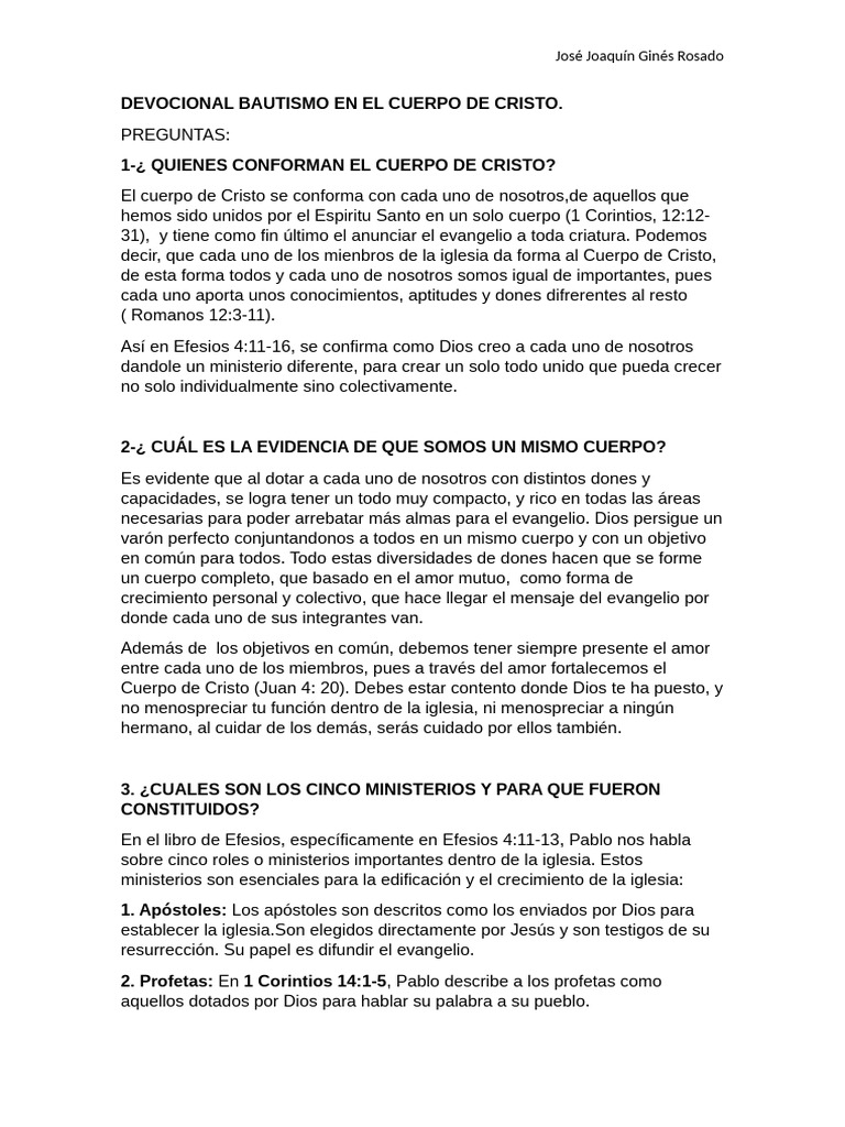 2 Bautismo en El Cuerpo de Cristo | PDF | Iglesia cristiana | Cristo ...