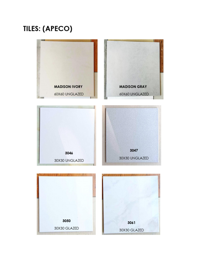 APECO Unglazed and Glazed Tiles | PDF