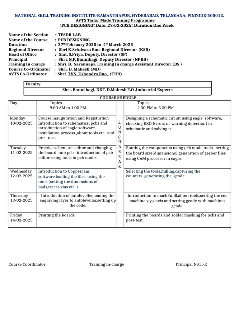 PCB Designing Course Schedule 2025 | PDF | Printed Circuit Board ...