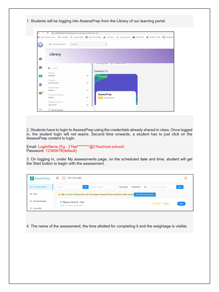 AssessPrep Login and Assessment Guide | PDF | Login | Qr Code