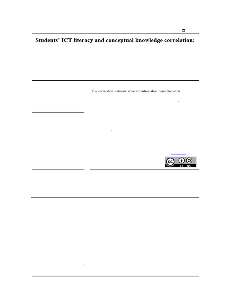 Students' ICT Literacy and Conceptual Knowledge Correlation: From A ...