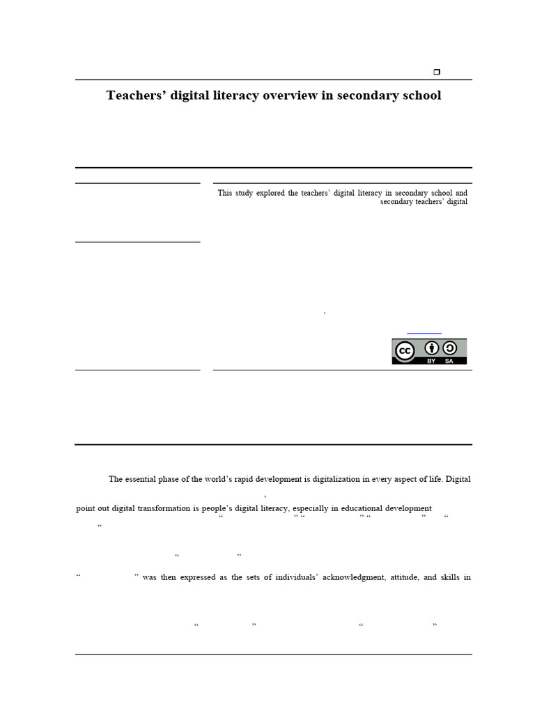 Overview of Teachers' Digital Literacy | PDF | Teachers | Literacy