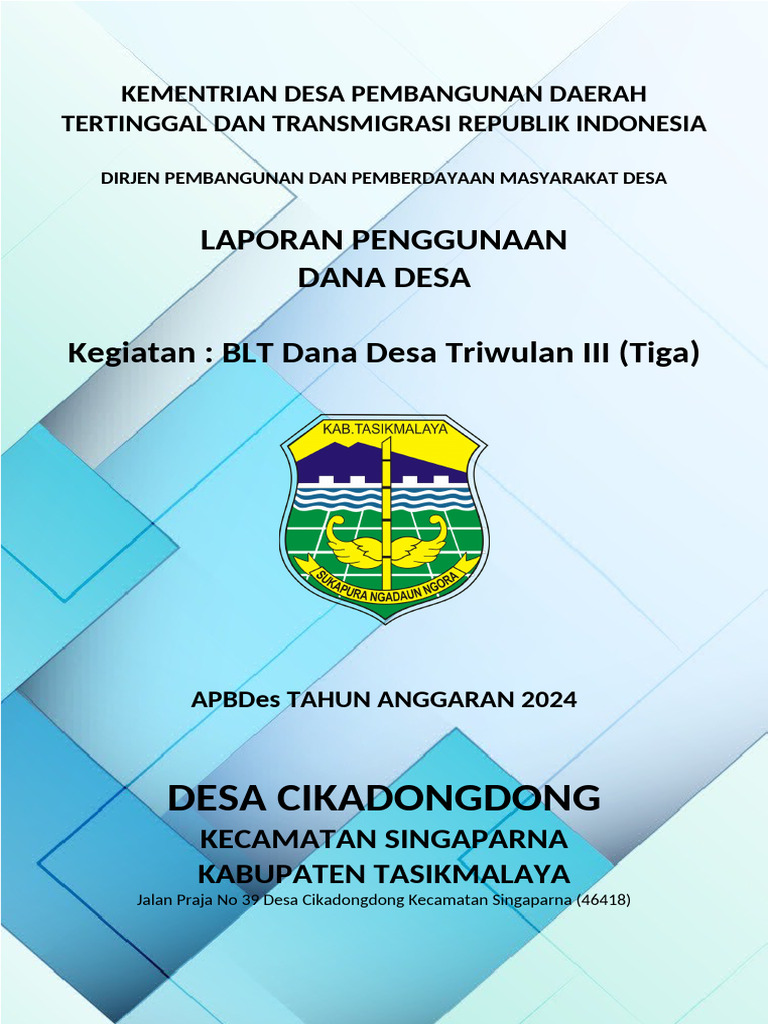 Contoh Cover LPJ Dana Desa 2024 | PDF