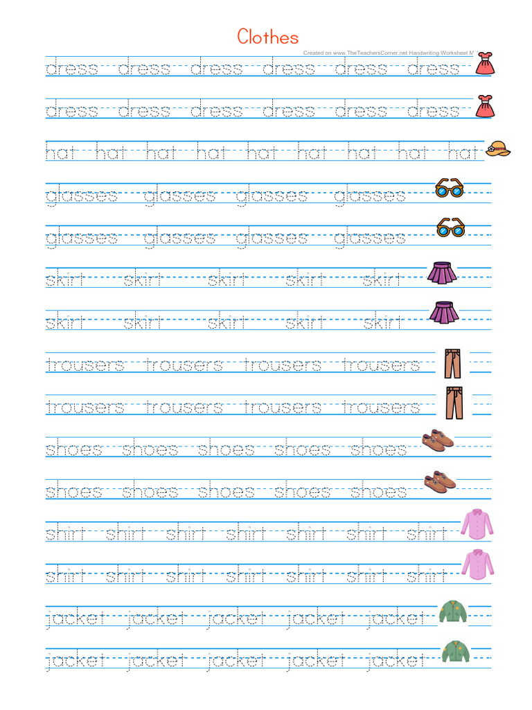 Clothes Matching and Writing Worksheet | PDF