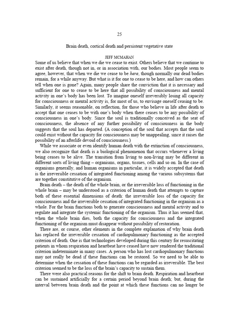 Understanding Brain Death and Consciousness | PDF | Death | Consciousness
