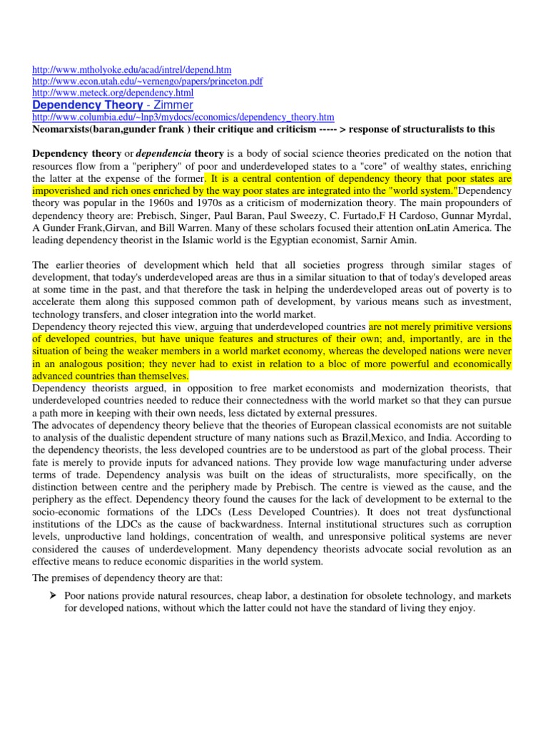 Critiques of Dependency Theory Explained | PDF | Capitalism | Economics