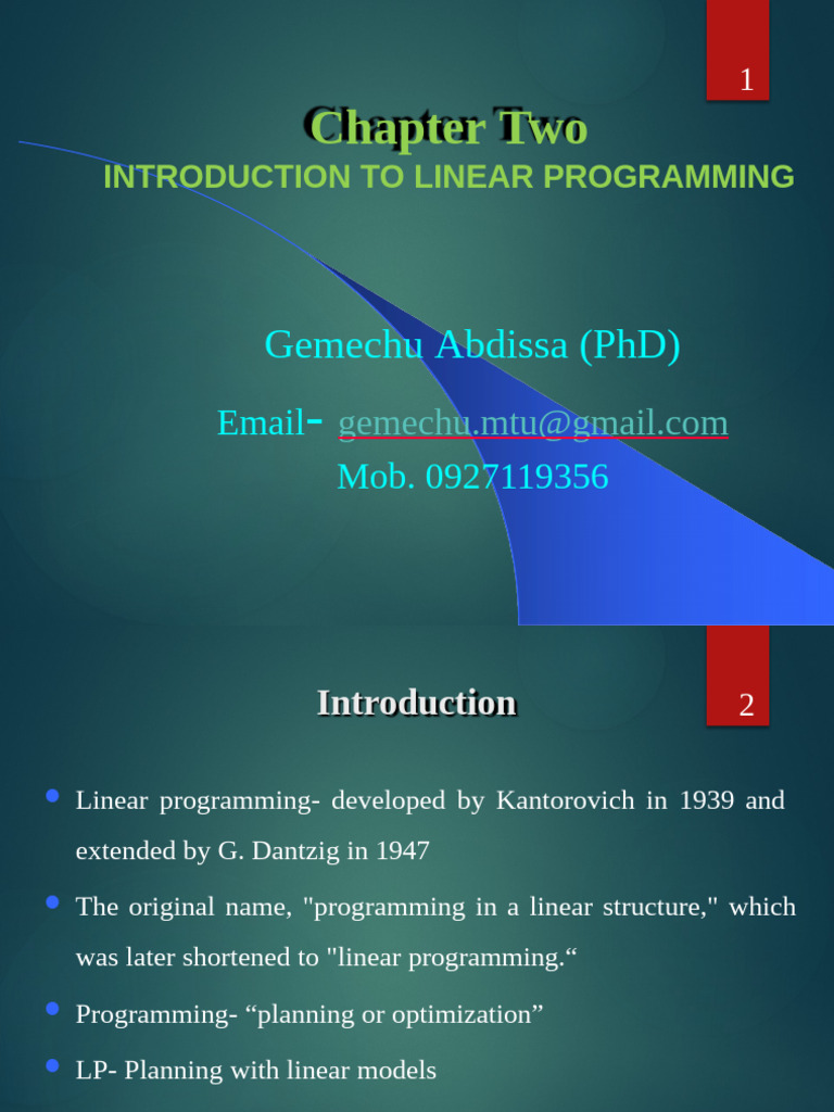 Or CH - 2 Linear Programming | PDF | Linear Programming | Mathematical ...