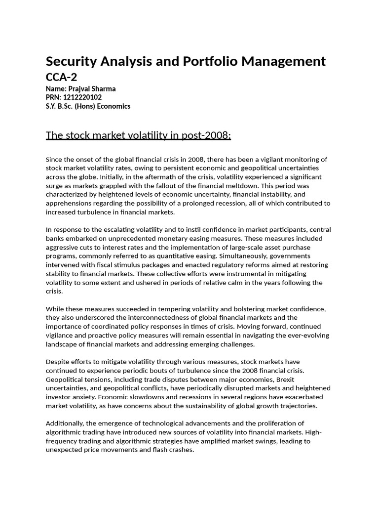 Post-2008 Stock Market Volatility Analysis | PDF | Investing | Inflation