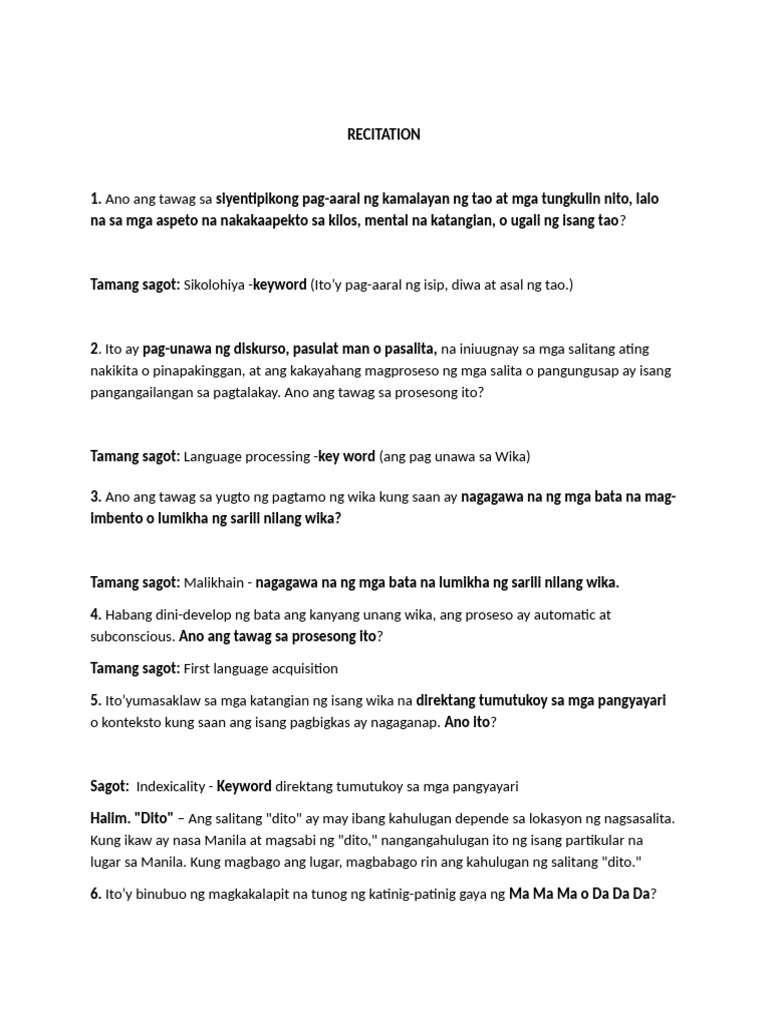 RECITATION | PDF