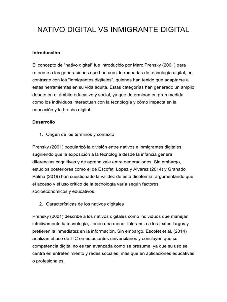 Inmigrantes digitales: Definición y contexto | PDF | Comunicación ...