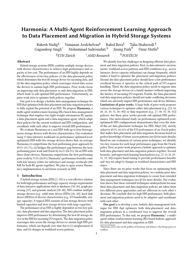 Harmonia: Optimizing Data Management in HSS | PDF | Computer Data ...